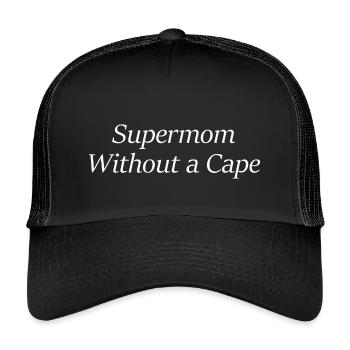 Supermom Without a Cape - Kinder Trucker-Cap - Schwarz/Schwarz - Vorne