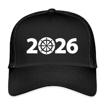 Marin 2026, Nautisme 2026, Capitaine 2026 - Casquette trucker enfant - noir/noir - Devant
