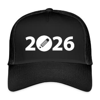 Écrivain 2026, Étudiant 2026, Étudiant 2026 - Casquette trucker enfant - noir/noir - Devant