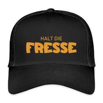 Halt die Fresse - Cooler Spruch - Kinder Trucker-Cap - Schwarz/Schwarz - Vorne