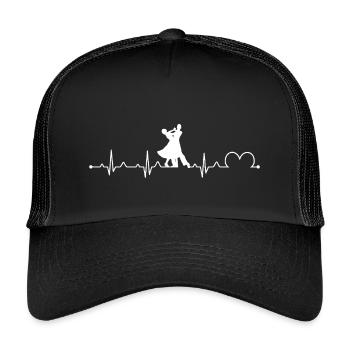 Gesellschaftstanz Hartschlag EKG Tänzer Walzer Tango - Kinder Trucker-Cap - Schwarz/Schwarz - Vorne