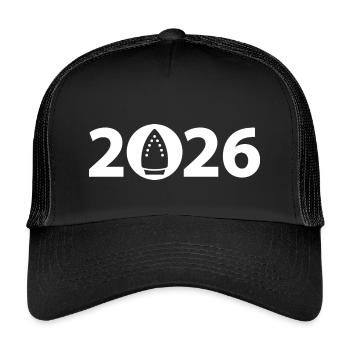Ironing 2026, Ironing 2026 - Kids’ Trucker Cap - black/black - Front