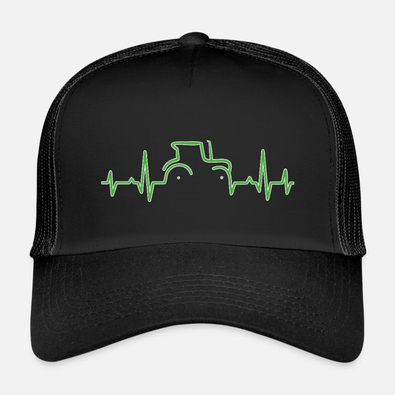 KARDIOGRAMM TRAKTOR Grün - Kinder Trucker-Cap - Schwarz/Schwarz
