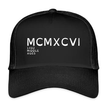 1996_LINE_white - Kids’ Trucker Cap - black/black - Front