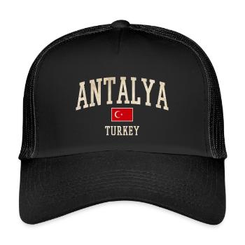 Antalya Turkey Vintage Flag Design - Kids’ Trucker Cap - black/black - Front