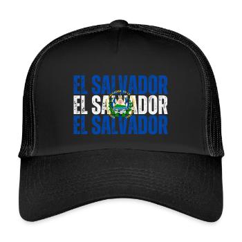 Flag of El Salvador, Salvadoran pride - Kids’ Trucker Cap - black/black - Front