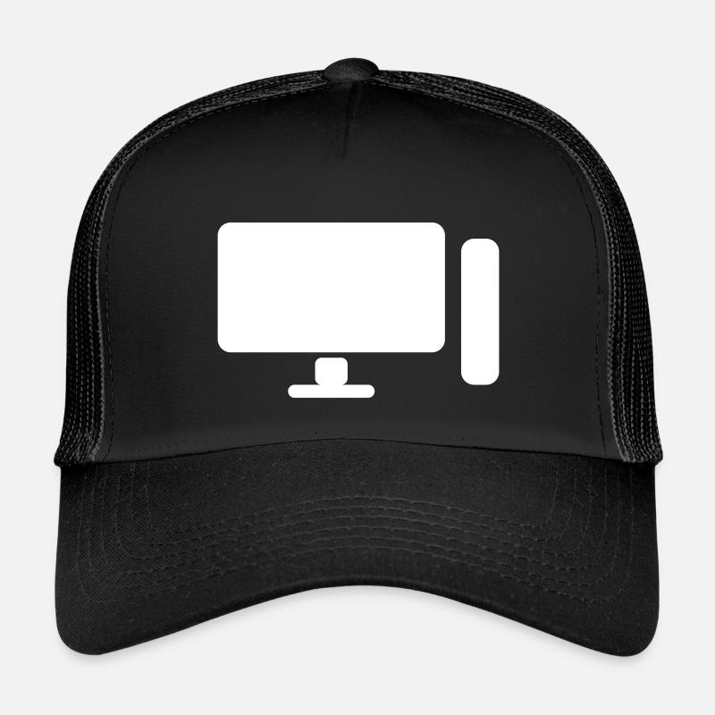Minimal PC Setup Icon – Gamer Design - Kids’ Trucker Cap - black/black