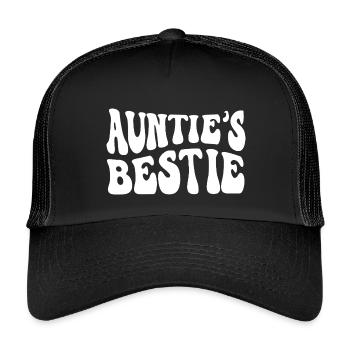 Auntie's Bestie, Cute Godchild Gift Idea - Kids’ Trucker Cap - black/black - Front