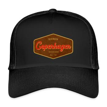 Copenhagen Vintage Sign Retro Graphic - Kids’ Trucker Cap - black/black - Front