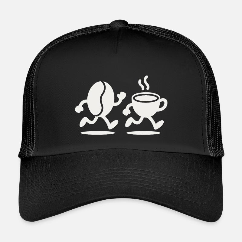 Koffein-Sprint: Bean & Cup Run - Kinder Trucker-Cap - Schwarz/Schwarz