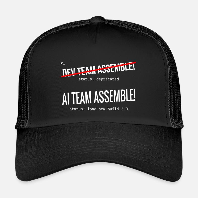 AI Team Assemble – Typografik - Kinder Trucker-Cap - Schwarz/Schwarz
