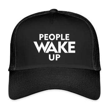 People Wake Up – Wach auf Statement Shirt - Kids’ Trucker Cap - black/black - Front
