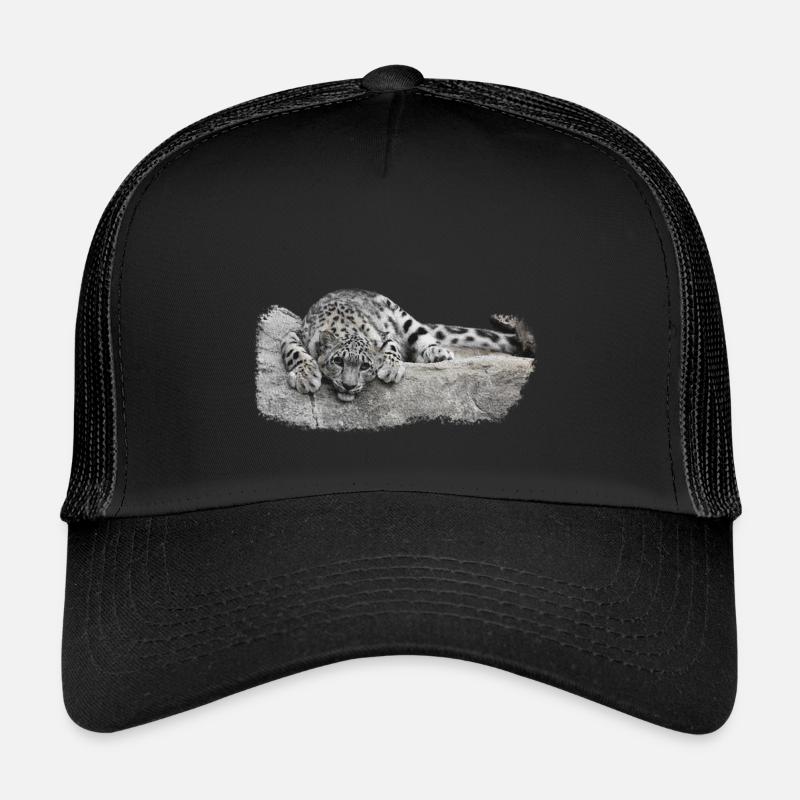 geschenke raubkatzenliebhaber, Schneeleopard Junge - Kinder Trucker-Cap - Schwarz/Schwarz