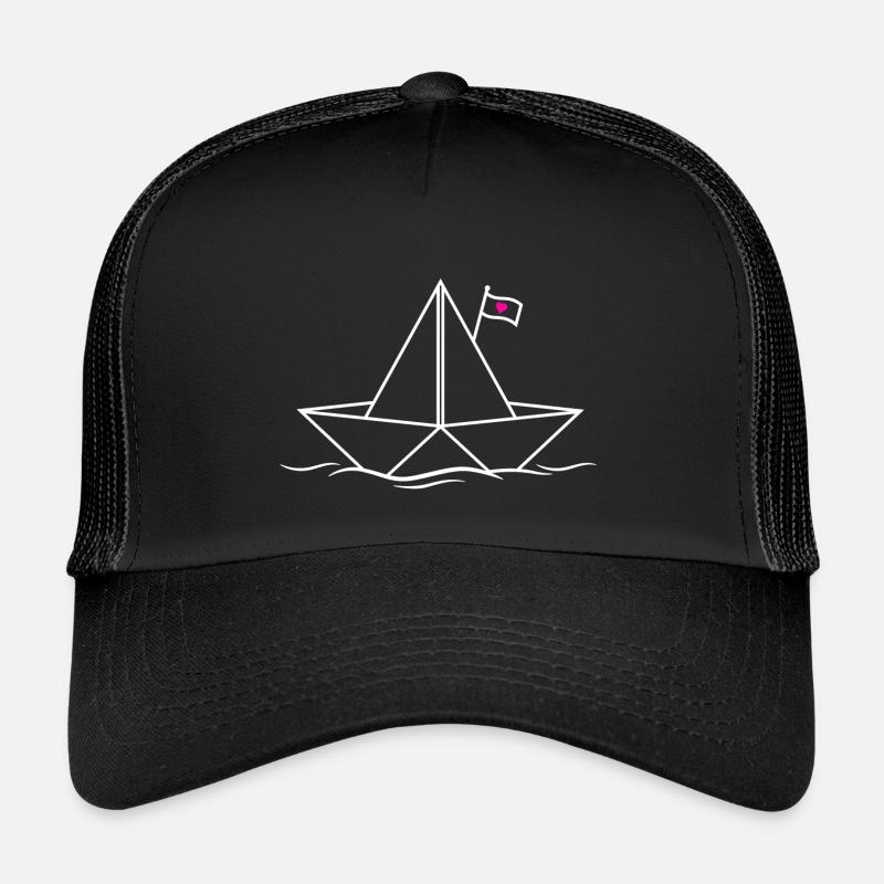 Papierboot Papierschiff  - Kinder Trucker-Cap - Schwarz/Schwarz