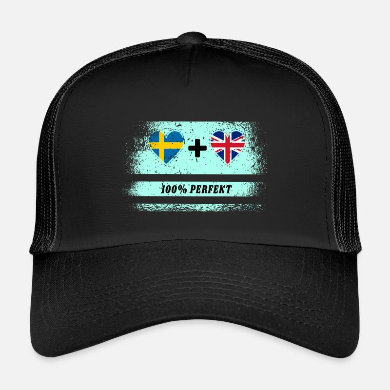 UK & Schweden 100% perfekt - Kinder Trucker-Cap - Schwarz/Schwarz