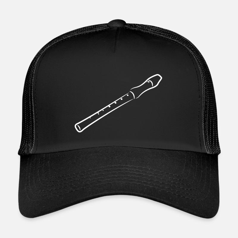 Flöte Skizze - Kinder Trucker-Cap - Schwarz/Schwarz