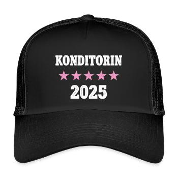 Konditorin 2025 Neuer Job Arbeit Ausbildung Lehre - Kinder Trucker-Cap - Schwarz/Schwarz - Vorne
