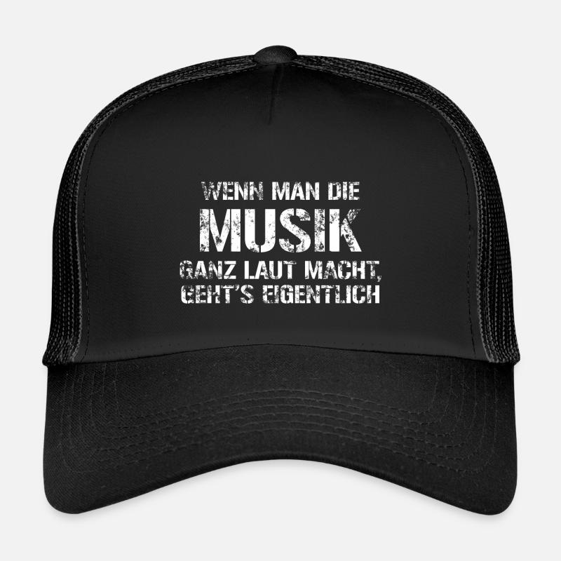 Musik laut machen – Lustiger Spruch - Kinder Trucker-Cap - Schwarz/Schwarz