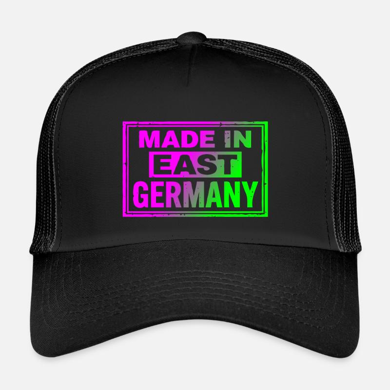 Made in East Germany Ostalgie Neon Retro Cap Bag - Kinder Trucker-Cap - Schwarz/Schwarz