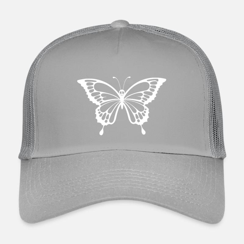 Schädel und weißer Schmetterling Kinder Trucker-Cap