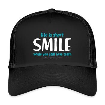 Smile (dark) - Kids’ Trucker Cap - black/black - Front