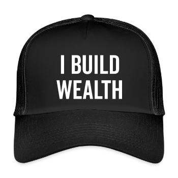 I Build Wealth - Kids’ Trucker Cap - black/black - Front