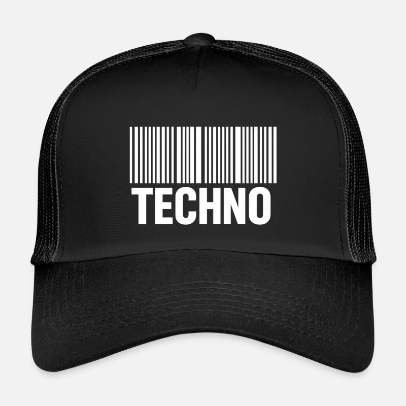 Techno Barcode Pattern - Kids’ Trucker Cap - black/black
