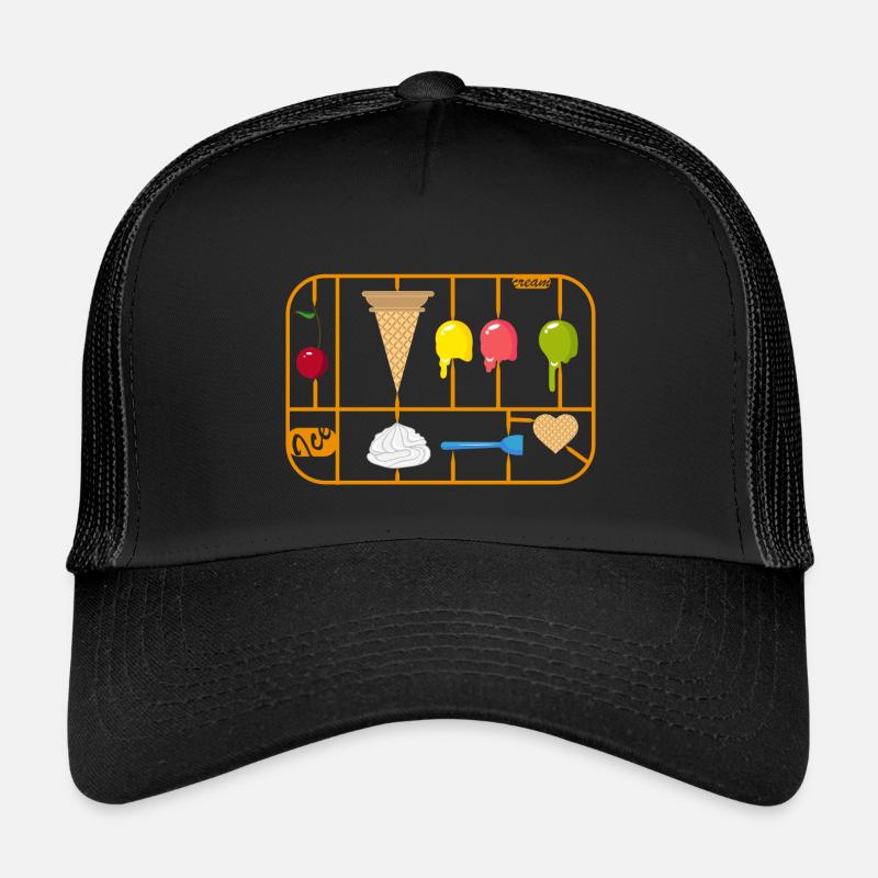 Eine Eistüte im Bausatz - Kinder Trucker-Cap - Schwarz/Schwarz
