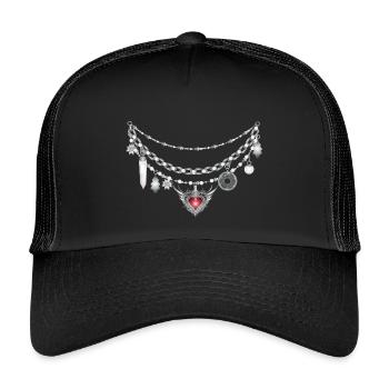 vieux Dirndl Charivari en argent avec de nombreux pendentifs - Casquette trucker enfant - noir/noir - Devant