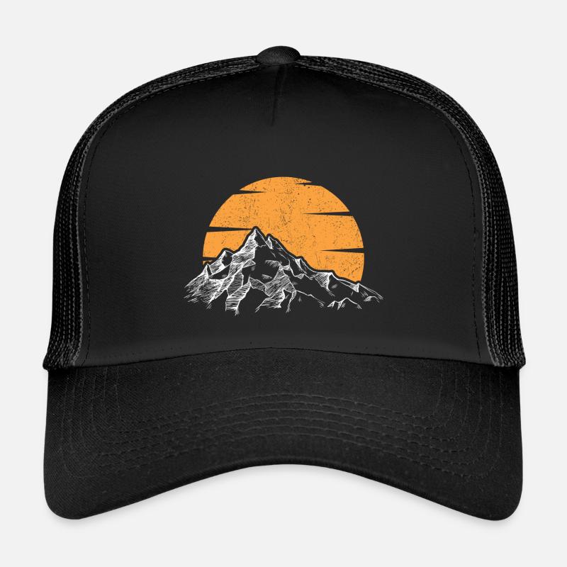 Sunset Peak Mountain Silhouette - Kids’ Trucker Cap - black/black