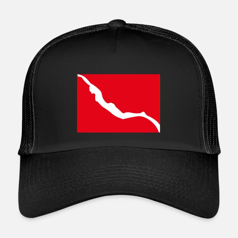 Freitauchflagge mit Mädchen Freediver - Kinder Trucker-Cap - Schwarz/Schwarz