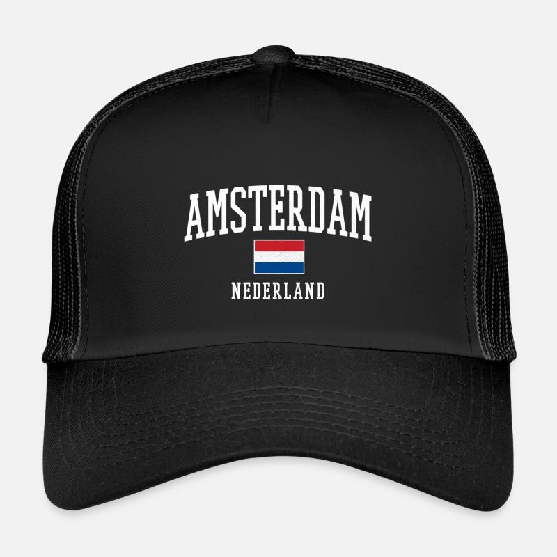 Conception du drapeau Amsterdam NL - Casquette trucker enfant - noir/noir