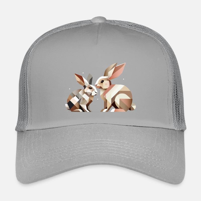 Deux lapins en représentation géométrique Casquette trucker enfant
