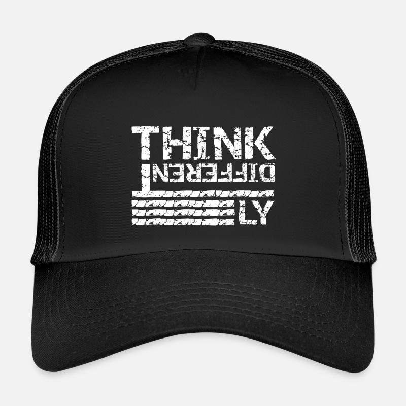 Anders denken – Grunge Typografie Design - Kinder Trucker-Cap - Schwarz/Schwarz