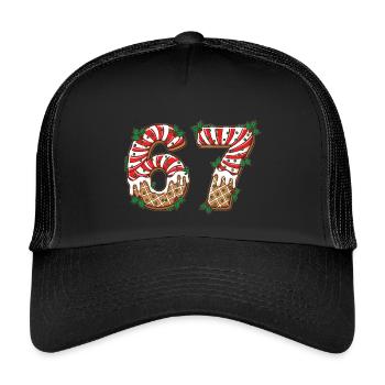 Cookie Numbers 67 in Frosting Design - Kids’ Trucker Cap - black/black - Front