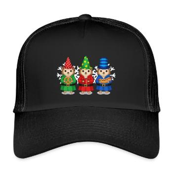 Igel Merry Christmas Weihnachten Cooler  - Kinder Trucker-Cap - Schwarz/Schwarz - Vorne