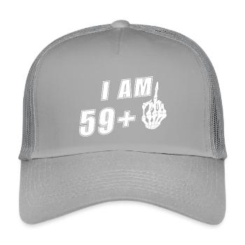 I'm 59 + Middle Finger Funny 60th Birthday - Kids’ Trucker Cap - light grey - Front