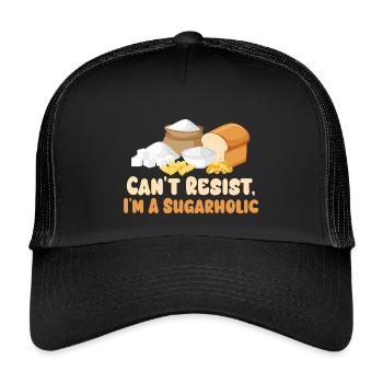 Sugarholic Küchen-Grafik-Tee - Kinder Trucker-Cap - Schwarz/Schwarz - Vorne
