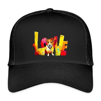 Love Jack Russell Dog Motif Heart - Kids’ Trucker Cap - black/black - Front