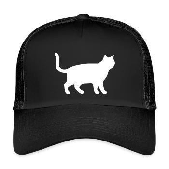 Weiße Katze Katzen Silhouetten Geschenk - Kinder Trucker-Cap - Schwarz/Schwarz - Vorne