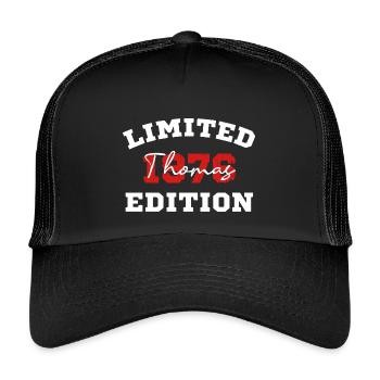 Limitierte Edition 1976 Thomas Geburtstag Shirt - Kinder Trucker-Cap - Schwarz/Schwarz - Vorne