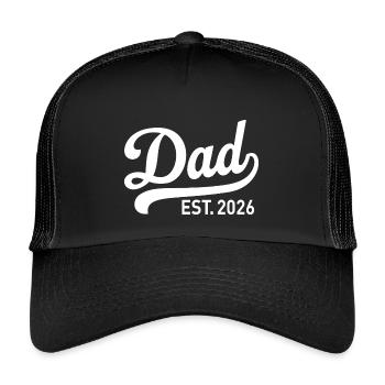 Dad 2026 Vater Baby Papa 2026 Vatertagsgeschenk - Kinder Trucker-Cap - Schwarz/Schwarz - Vorne