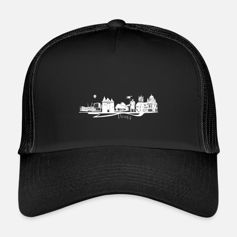 Abstrakte Neuss Stadtsilhouette mit Skyline - Kinder Trucker-Cap - Schwarz/Schwarz