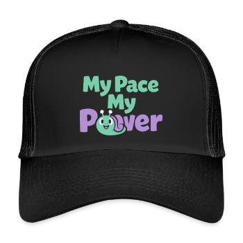 Gentle parenting identity, slow - Kids’ Trucker Cap - black/black - Front