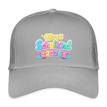 Offiziell Schulkind 2026 Einschulung Geschenk - Kinder Trucker-Cap - Hellgrau - Vorne
