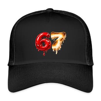 67 - 6 7 - Six Seven Meme - Casquette trucker enfant - noir/noir - Devant