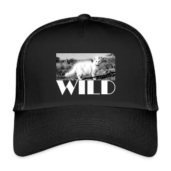 Wild punky cat with spiked mane wild - Kids’ Trucker Cap - black/black - Front
