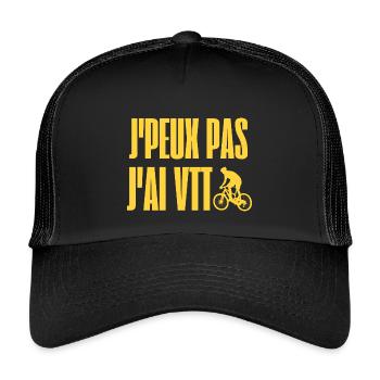 Ich kann nicht Mountainbiken - Kinder Trucker-Cap - Schwarz/Schwarz - Vorne
