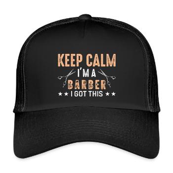 Barber keep calm - Kinder Trucker-Cap - Schwarz/Schwarz - Vorne