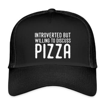 Introvert but Pizza Fan - Kids’ Trucker Cap - black/black - Front